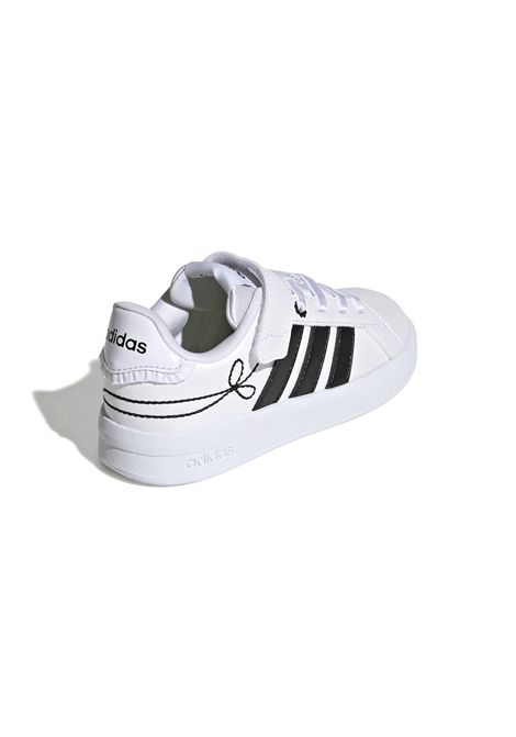 Adidas Grand Court 3.0 Shoes White Black Girls Kids ADIDAS CORE | Sneakers | KH8835-
